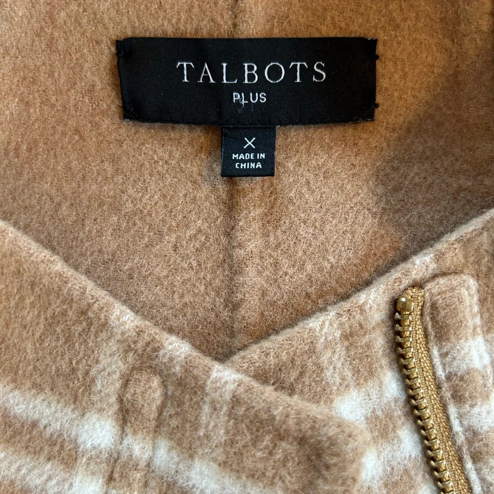 Talbots Wool Coat Jacket tan cream plaid size 1X - Picture 7 of 15